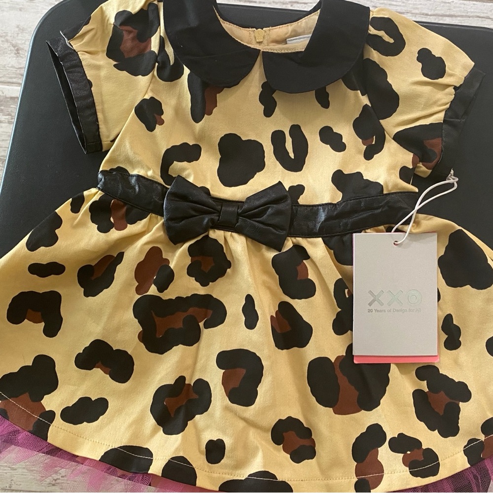 Target Yellow Leopard Print Dress with Black Collar & Bow